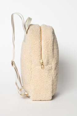 Wollweißer Teddy Mini-Rucksack