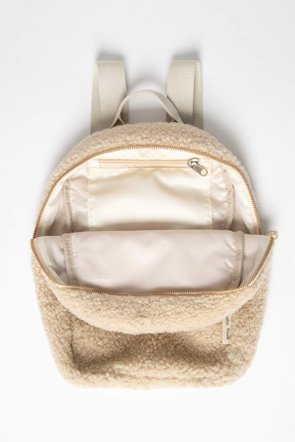 Wollweißer Teddy Mini-Rucksack