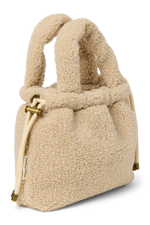 Ecru Teddy Drawstring Mini-Handtasche