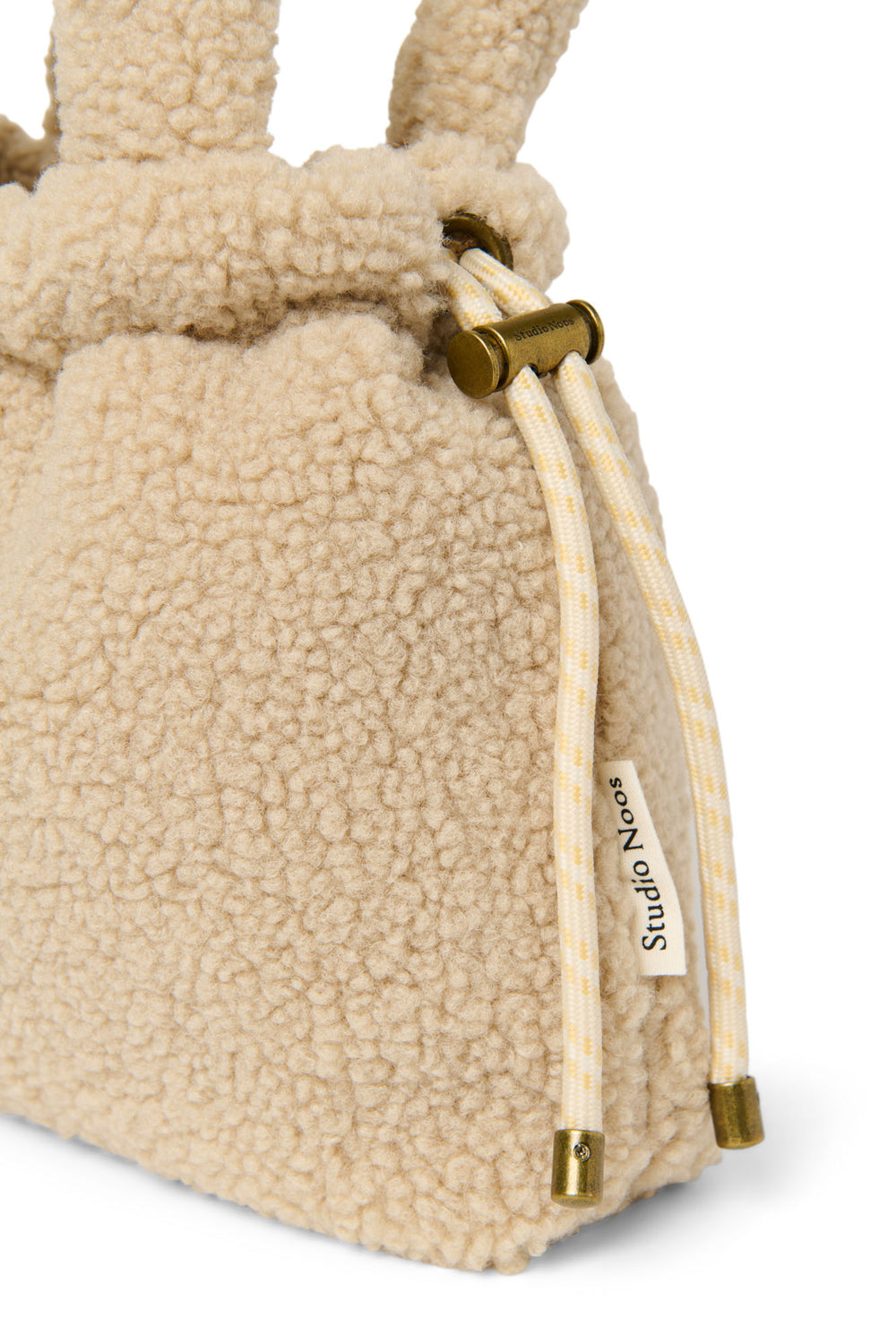 Ecru Teddy Drawstring Mini-Handtasche