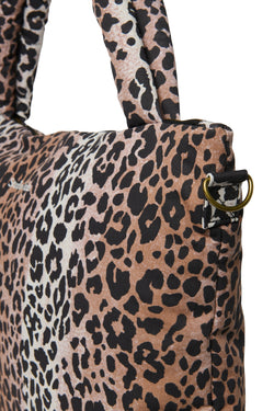 Weiche Wickeltasche aus Baumwolle | Haselnussbrauner Leopard