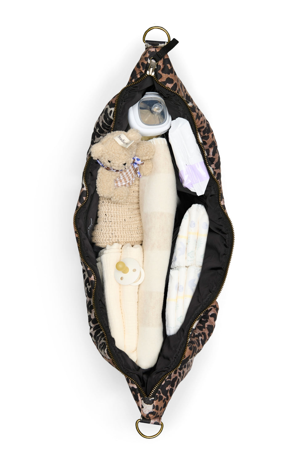Weiche Wickeltasche aus Baumwolle | Haselnussbrauner Leopard