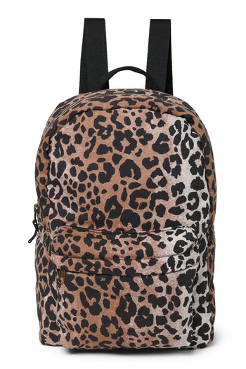 Weicher Midi-Rucksack aus Baumwolle | Haselnussbrauner Leopard