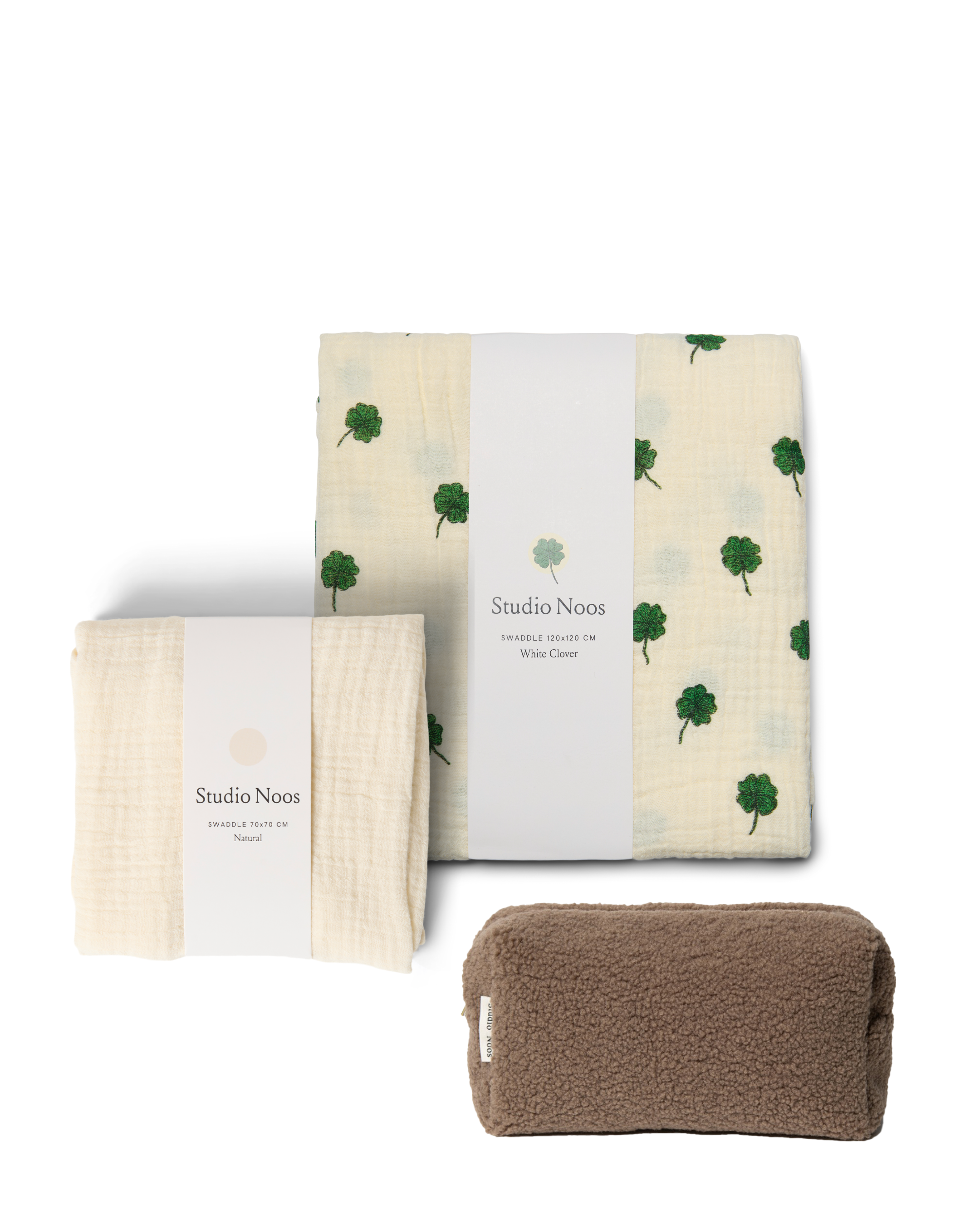 Geschenkset mit braunen Neugeborenen-Essentials