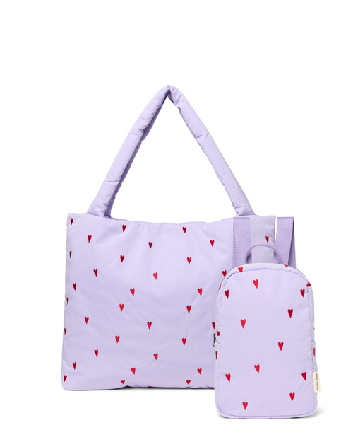 Passendes Puffy-Geschenkset | Lila Herzen