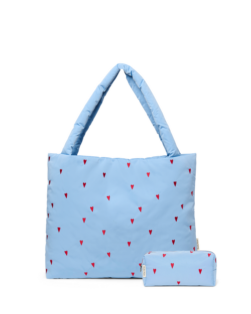 Classic Puffy Geschenkset | Hellblaue Herzen