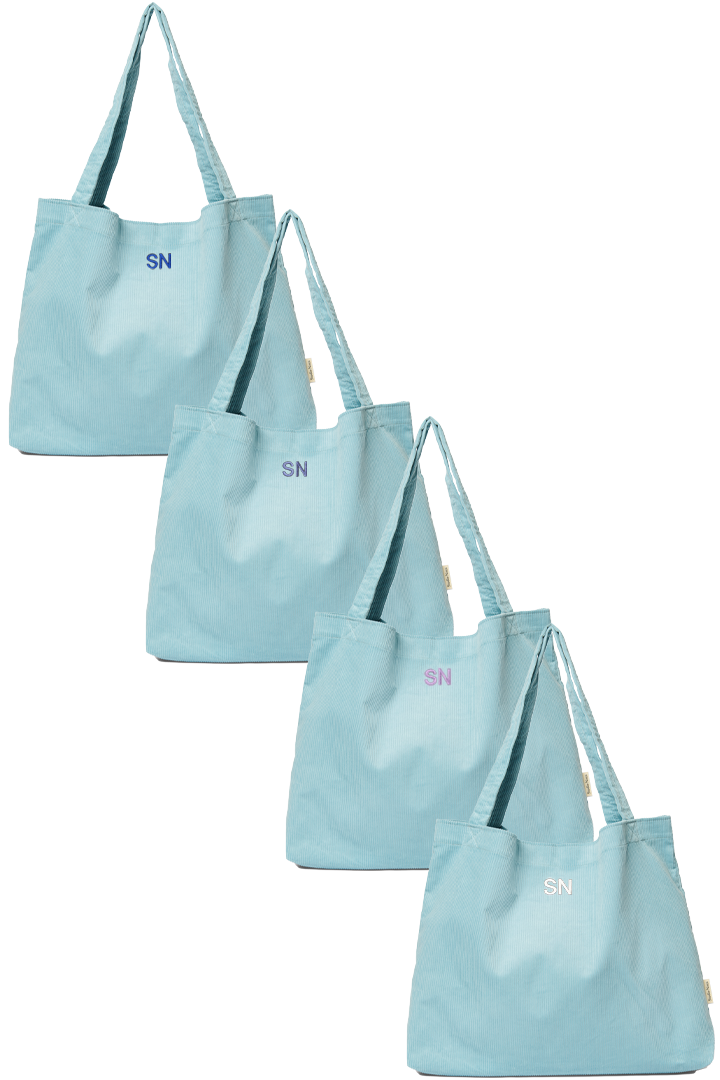 Soft Blau Rippe Mom Bag