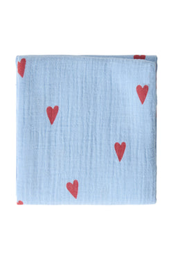 Wickeldecke Print Medium | Hellblau Hearts