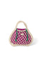 Wende-Inlay in Lila-Grün | Mini-Handtasche aus Makramee in Natur mit