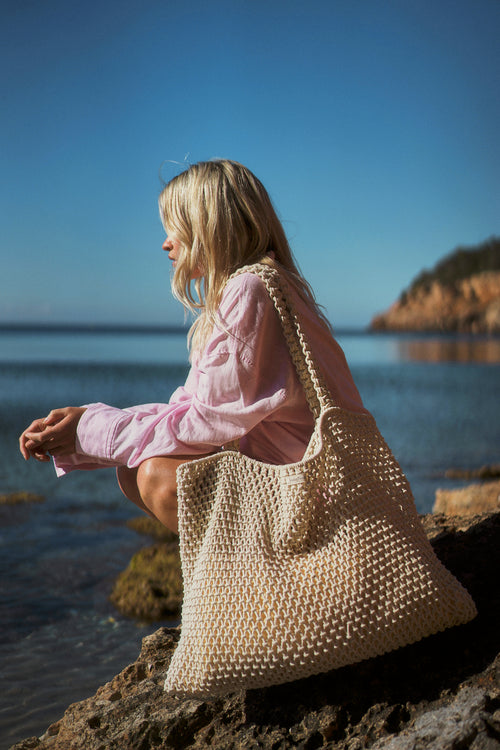 Natural Macrame Mom Bag