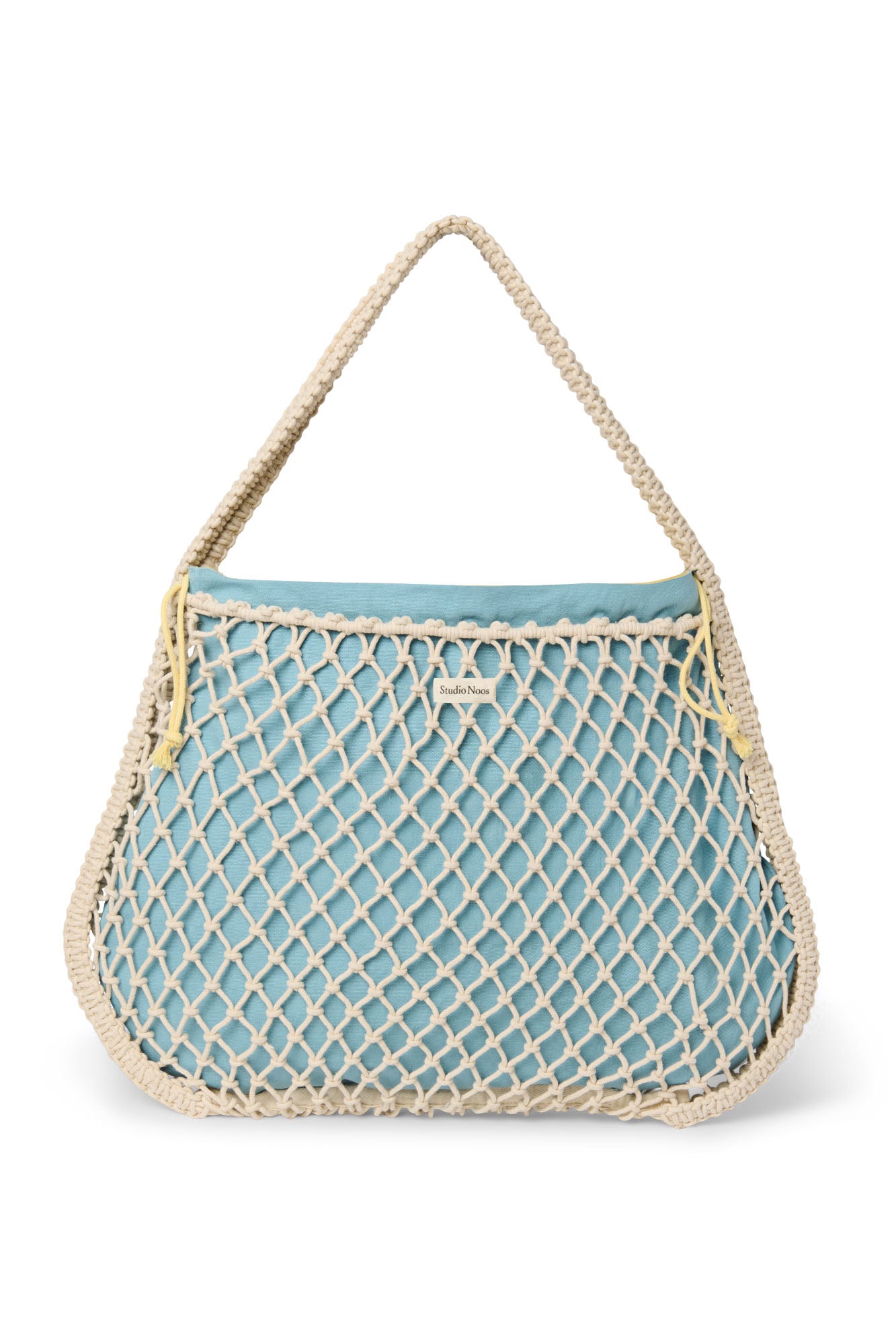 Wende-Inlay in Blau-Gelb | Macramé Mom-Bag in Natur mit