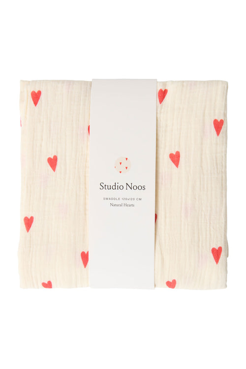 Wickeldecke Print Large | Beige Hearts