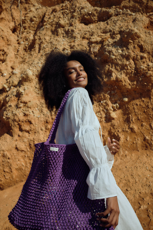 Purple Macrame Mom Bag