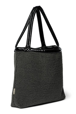Schwarze Teddy wendbare Lack Mom Bag
