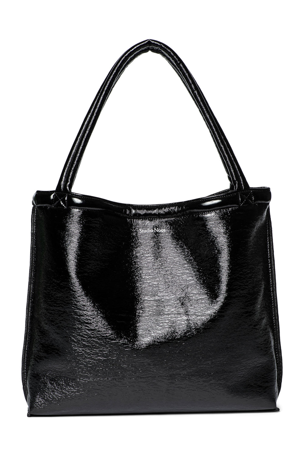 Schwarze Teddy wendbare Lack Mom Bag