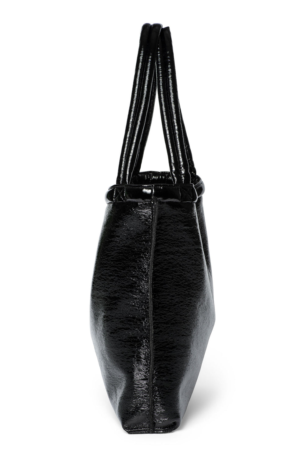 Schwarze Teddy wendbare Lack Mom Bag