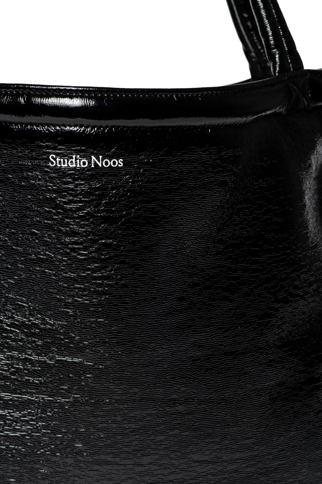 Schwarze Teddy wendbare Lack Mom Bag