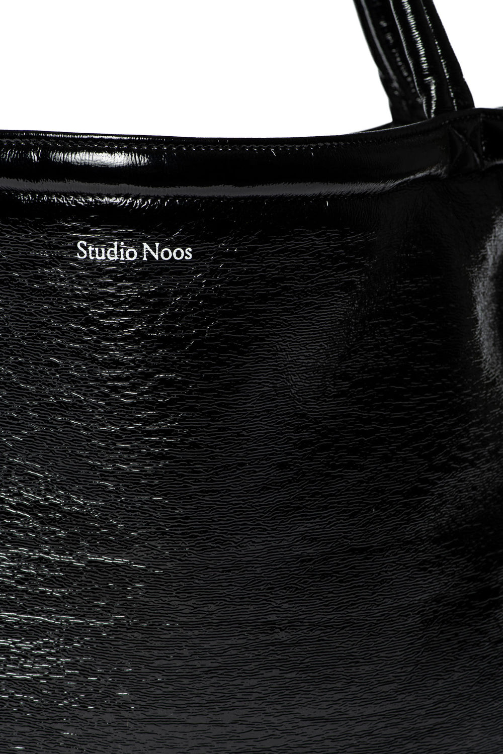 Schwarze Teddy wendbare Lack Mom Bag