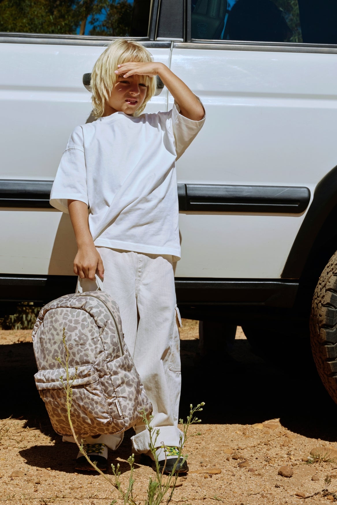 Puffy Midi-Rucksack | Beige Leopard