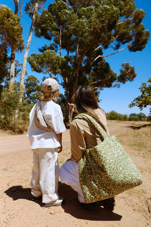 Green Leopard Cotton Mom-Bag