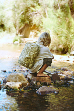 Green Leopard Cotton Midi-Rucksack