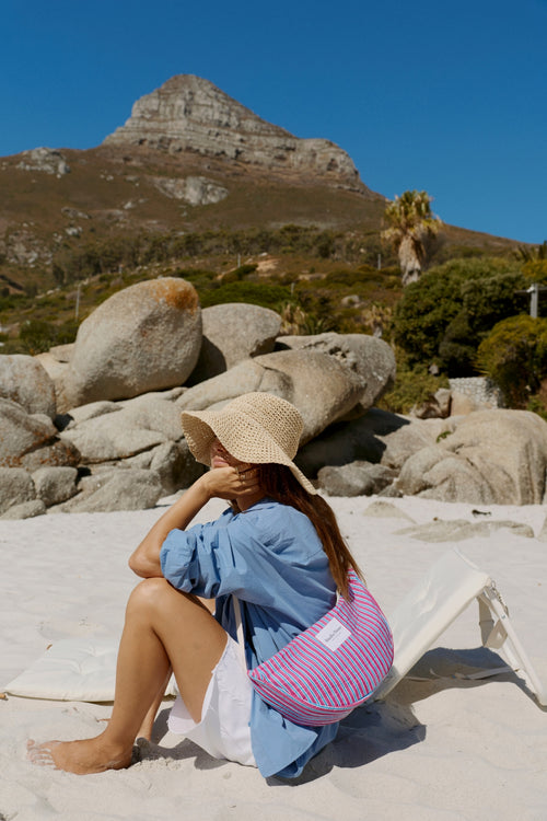 Poplin Striped Adult-Gürteltasche | Rosa
