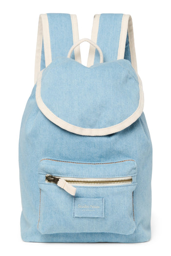 Denim Solid Midi-Rucksack Mit Kordelzug | Blau