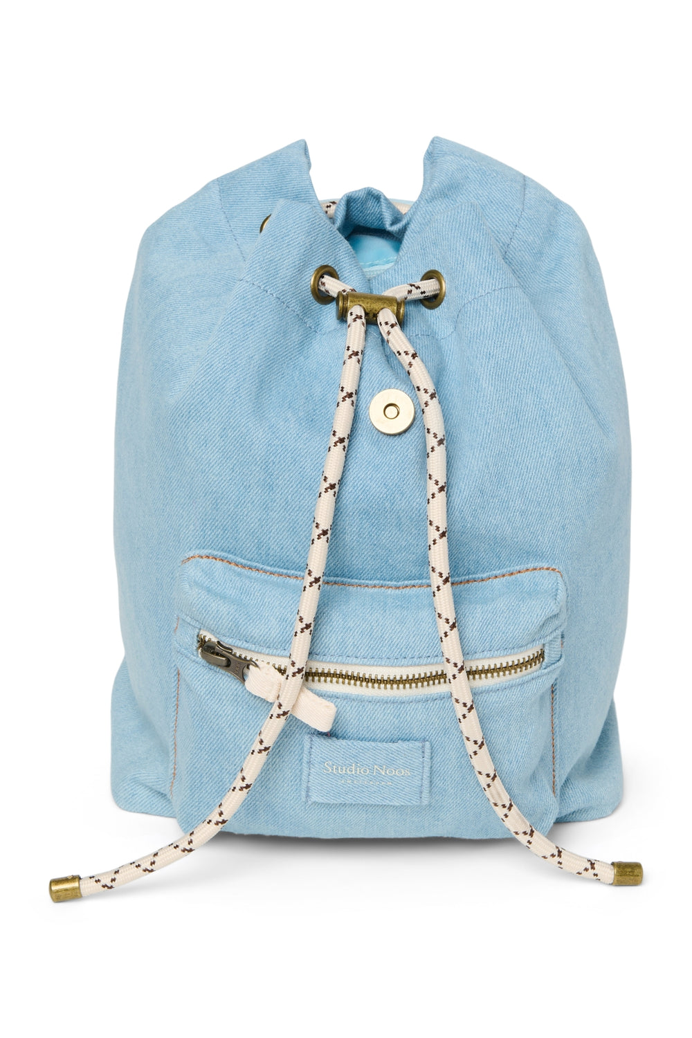 Denim Solid Midi-Rucksack Mit Kordelzug | Blau