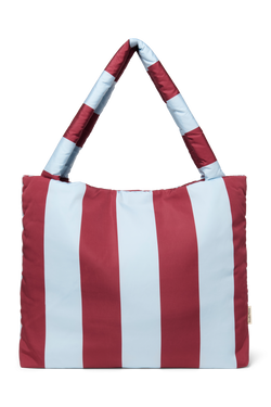 Bordeauxrot/Hellblau Bold Stripe Mom-Bag