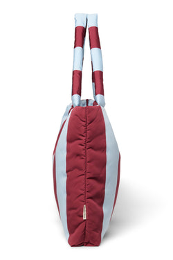 Bordeauxrot/Hellblau Bold Stripe Mom-Bag
