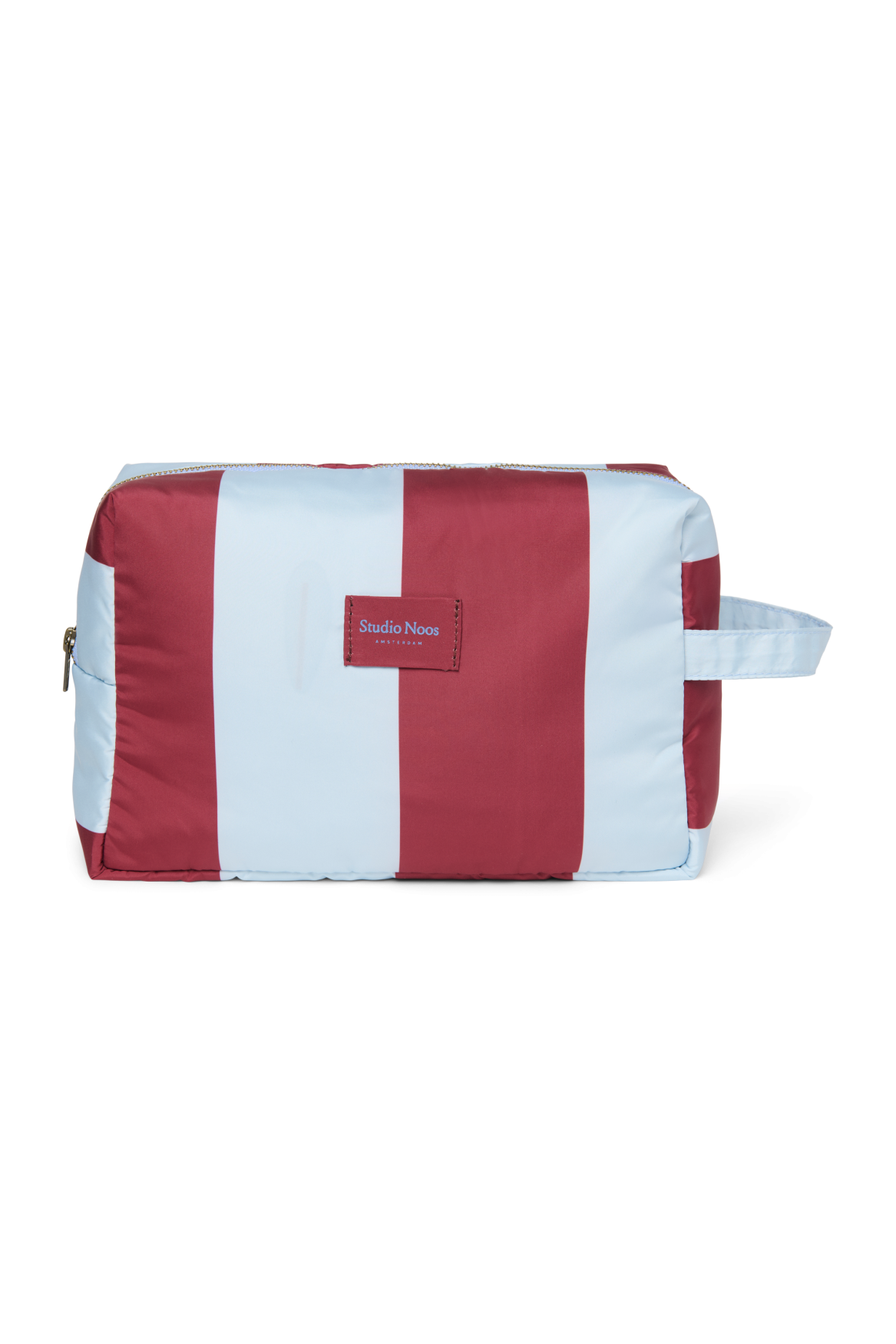Bordeauxrot/Hellblau Bold Stripe Teddy-Kosmetiktasche