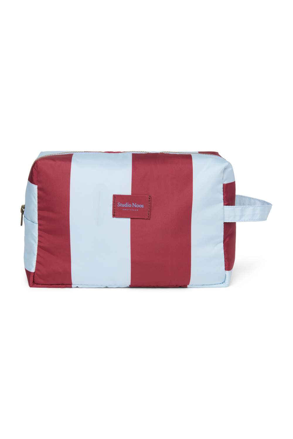 Bordeauxrot/Hellblau Bold Stripe Teddy-Kosmetiktasche