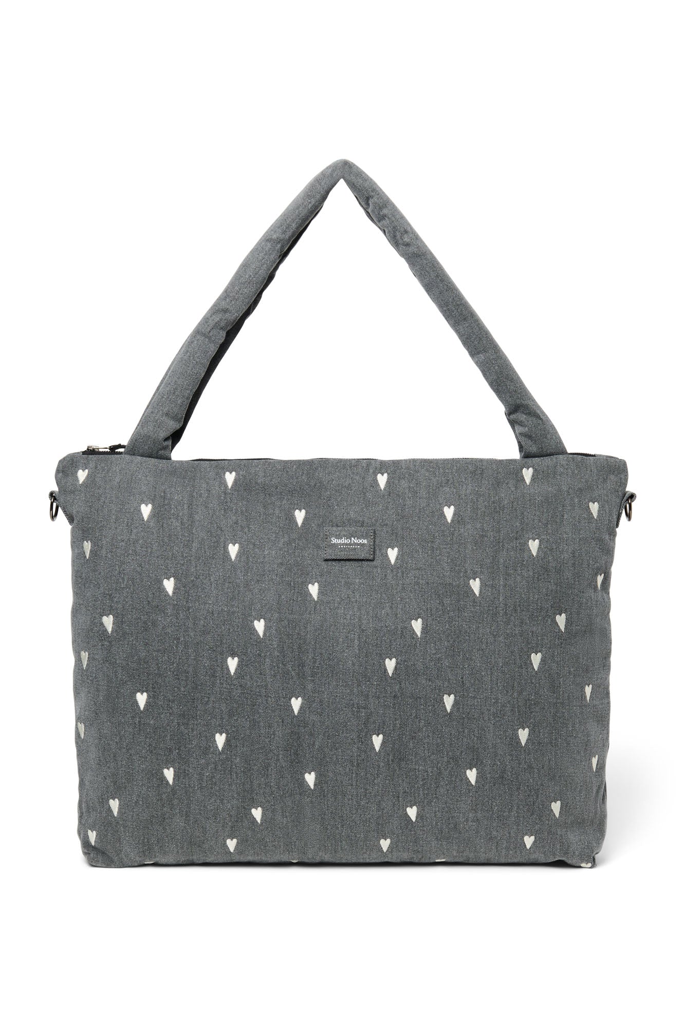 Denim-Wickeltasche | Graue Hearts