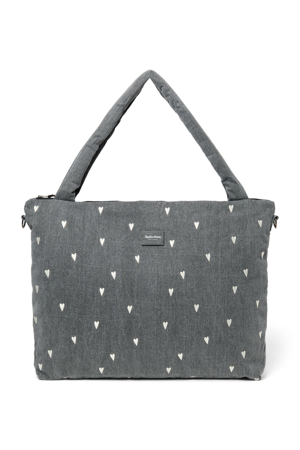 Denim-Wickeltasche | Graue Hearts