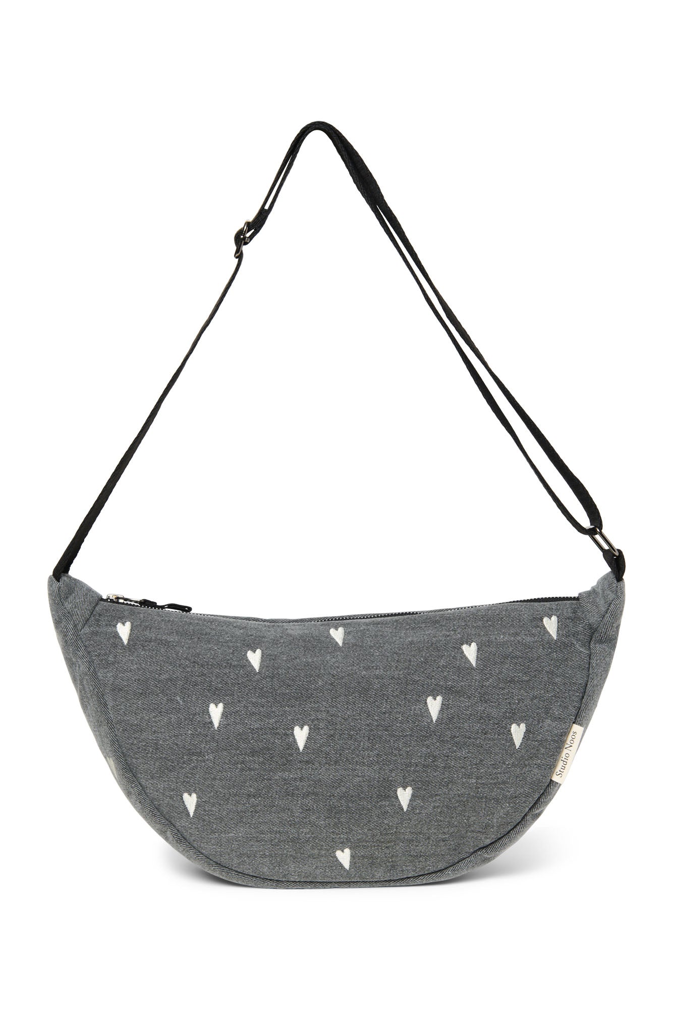 Denim Adult-Gürteltasche | Graue Hearts