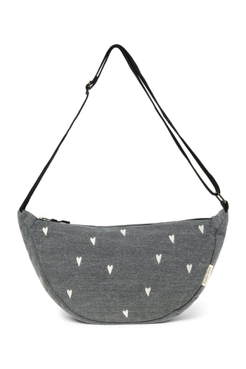 Denim Adult-Gürteltasche | Graue Hearts