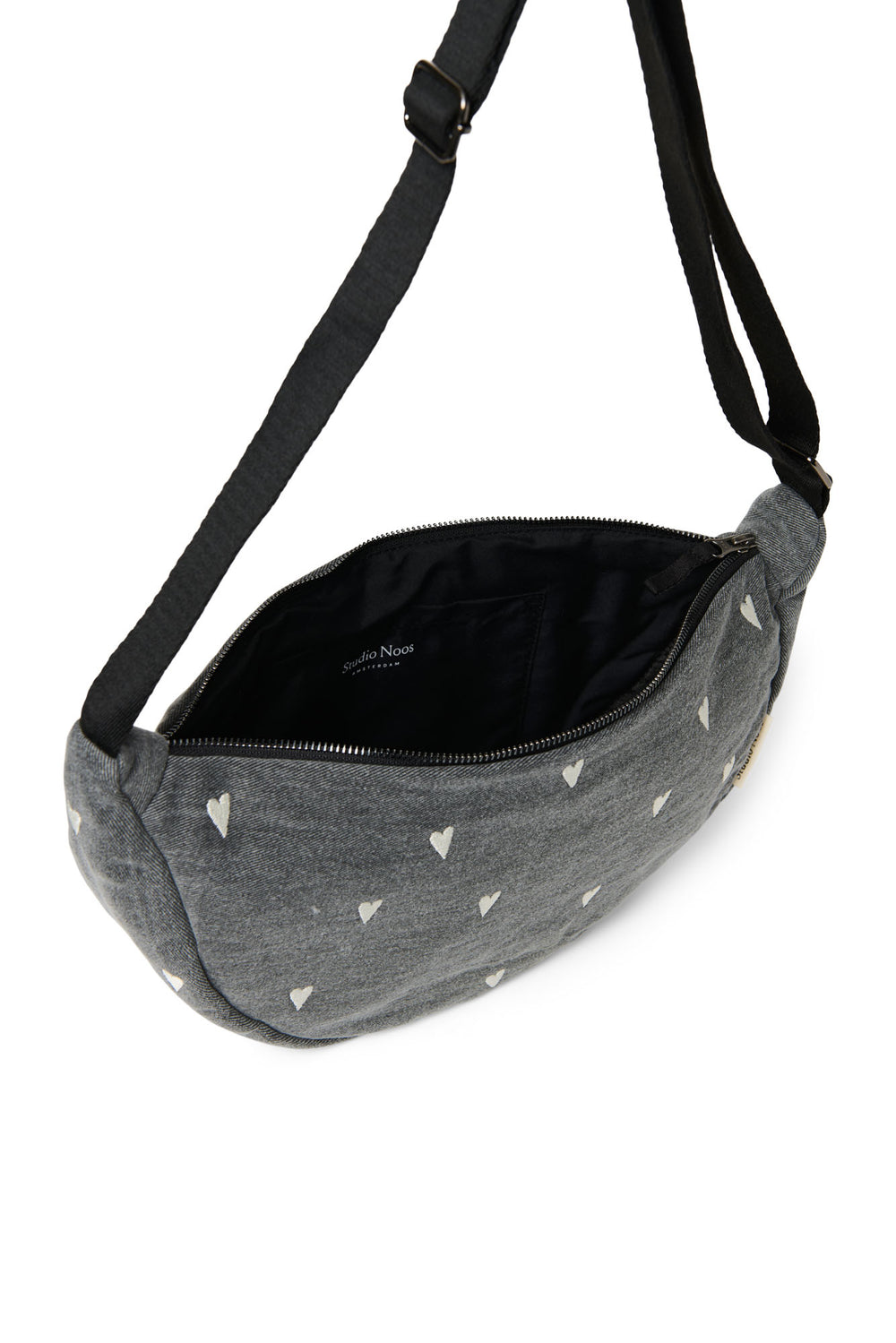 Denim Adult-Gürteltasche | Graue Hearts