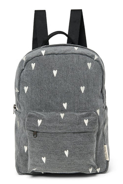 Denim Midi-Rucksack | Graue Hearts