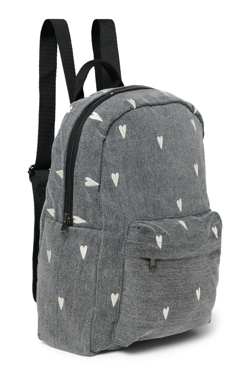 Denim Midi-Rucksack | Graue Hearts