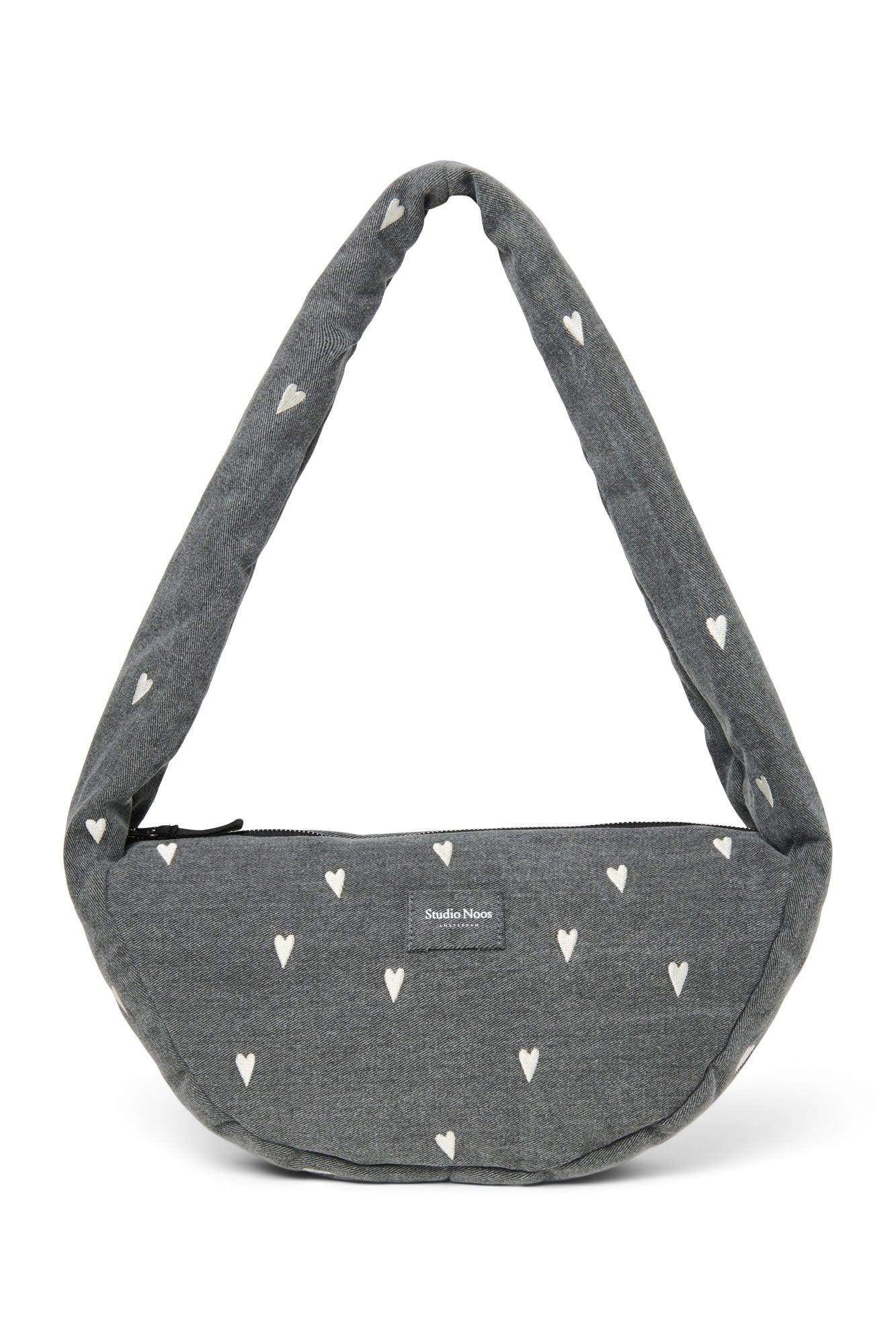 Denim Mini Cross Body Bag | Grey Hearts