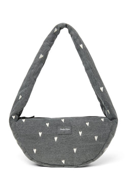 Denim Mini Cross Body Bag | Grey Hearts