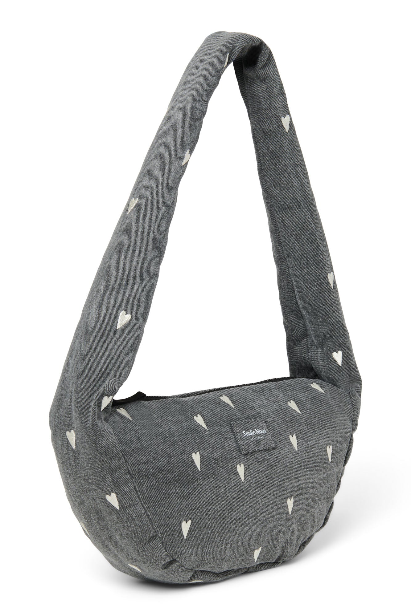 Denim Mini Cross Body Bag | Grey Hearts