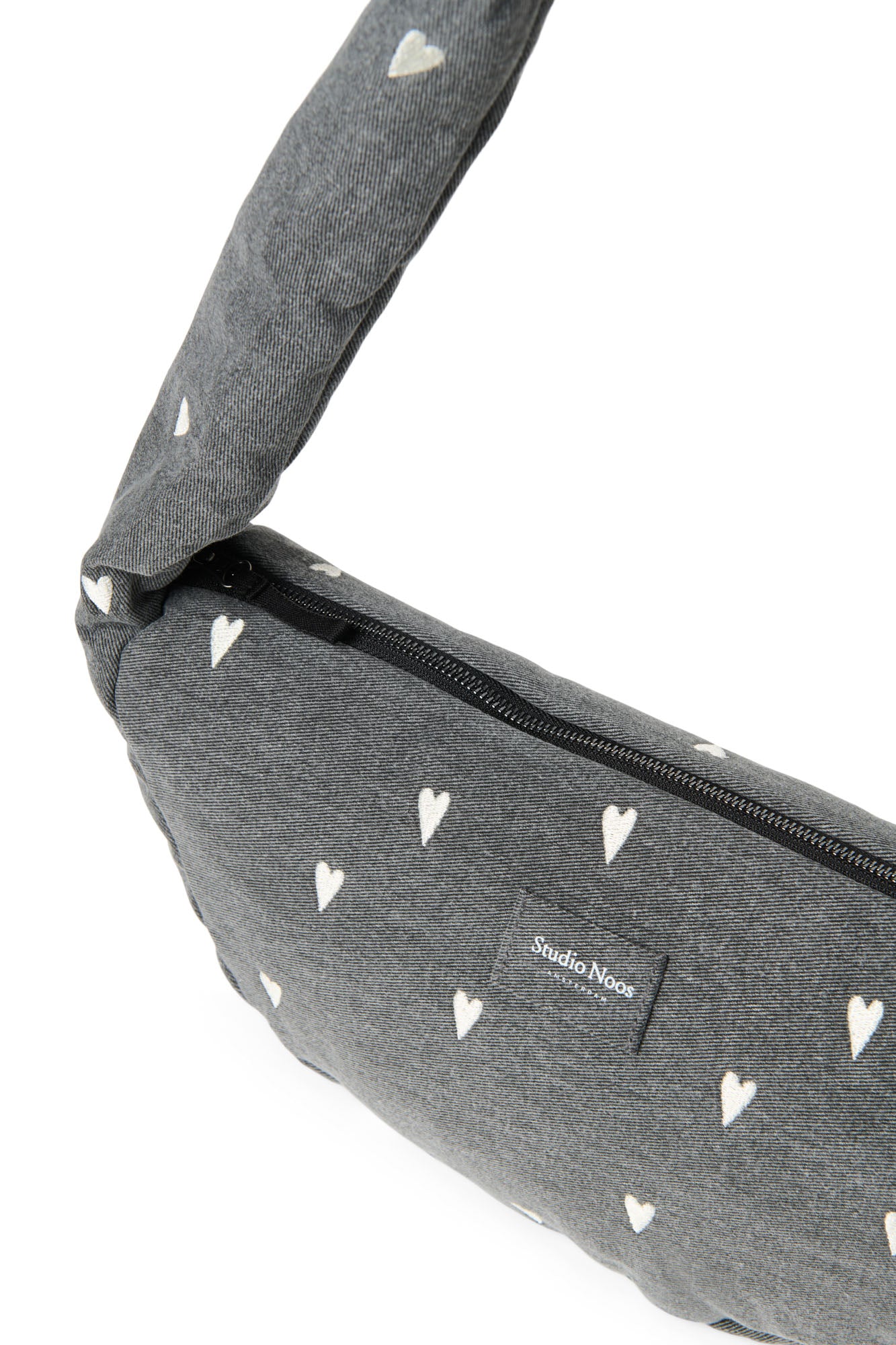 Denim Mini Cross Body Bag | Grey Hearts