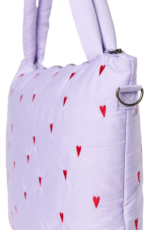 Lila Hearts Puffy-Wickeltasche