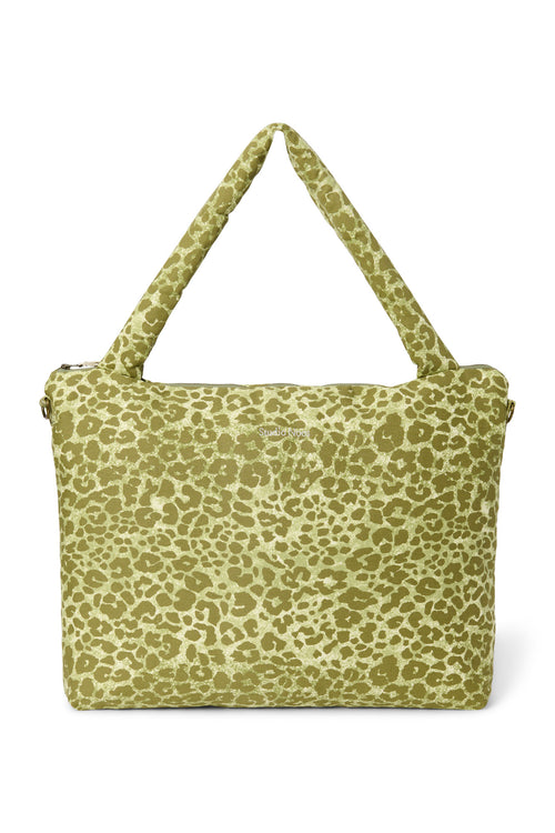 Green Leopard Cotton-Wickeltasche