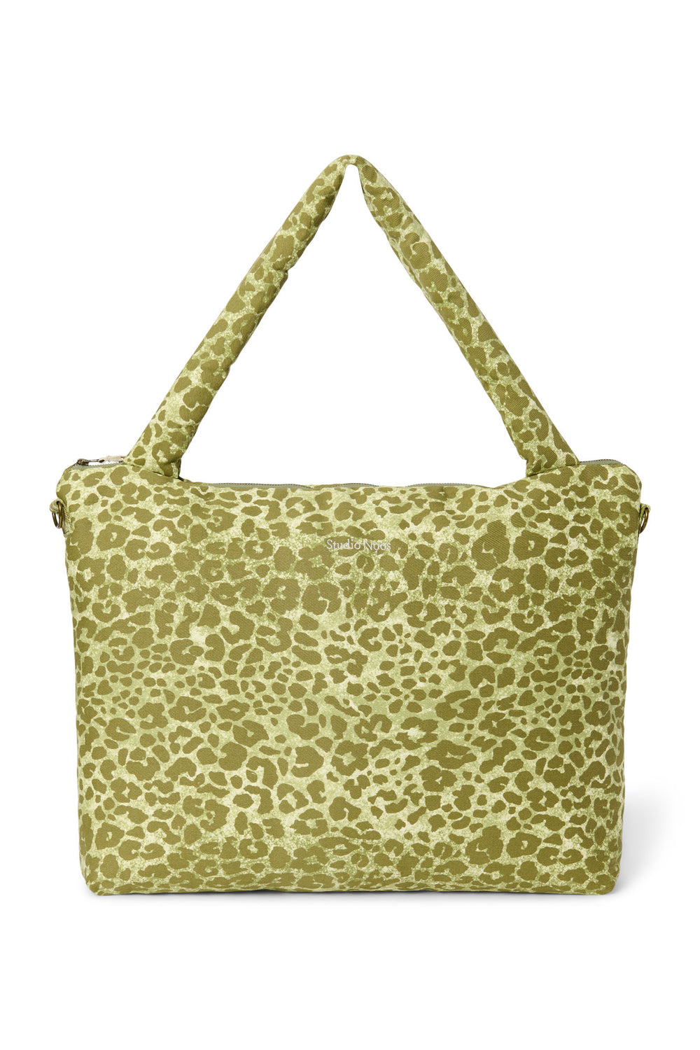 Green Leopard Cotton-Wickeltasche