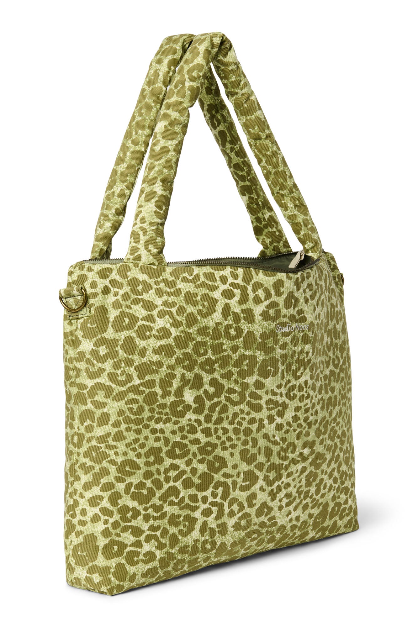 Green Leopard Cotton-Wickeltasche