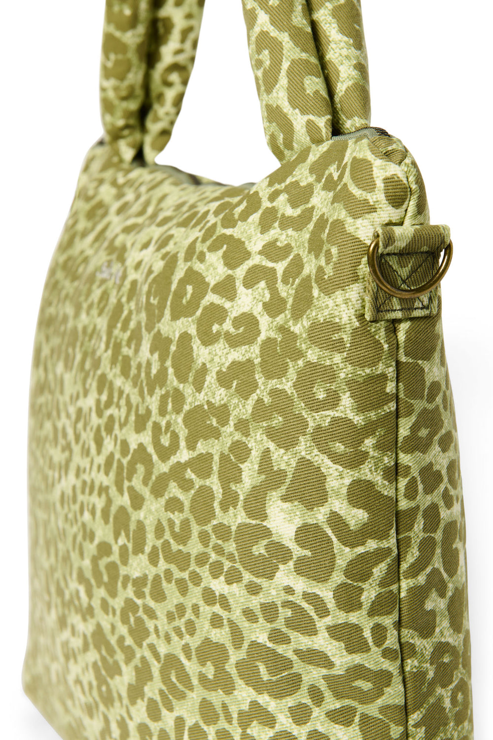 Green Leopard Cotton-Wickeltasche