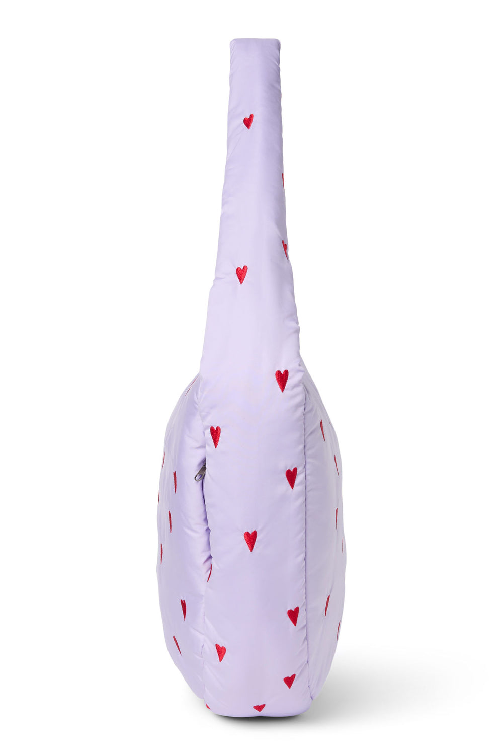 Lila Puffy-Umhängetasche mit Herzen