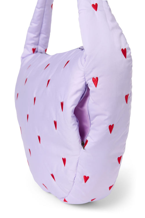 Lila Hearts Puffy-Umhängetasche 